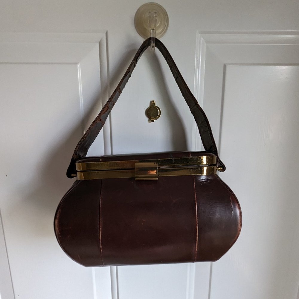 Vintage Brown Leather Handbag